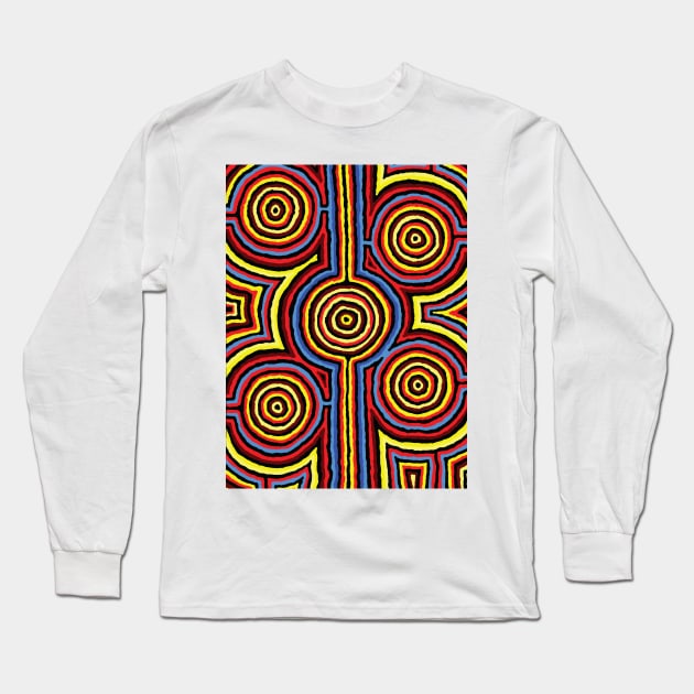 Aboriginal Art - Campsites New Colors Long Sleeve T-Shirt by hogartharts